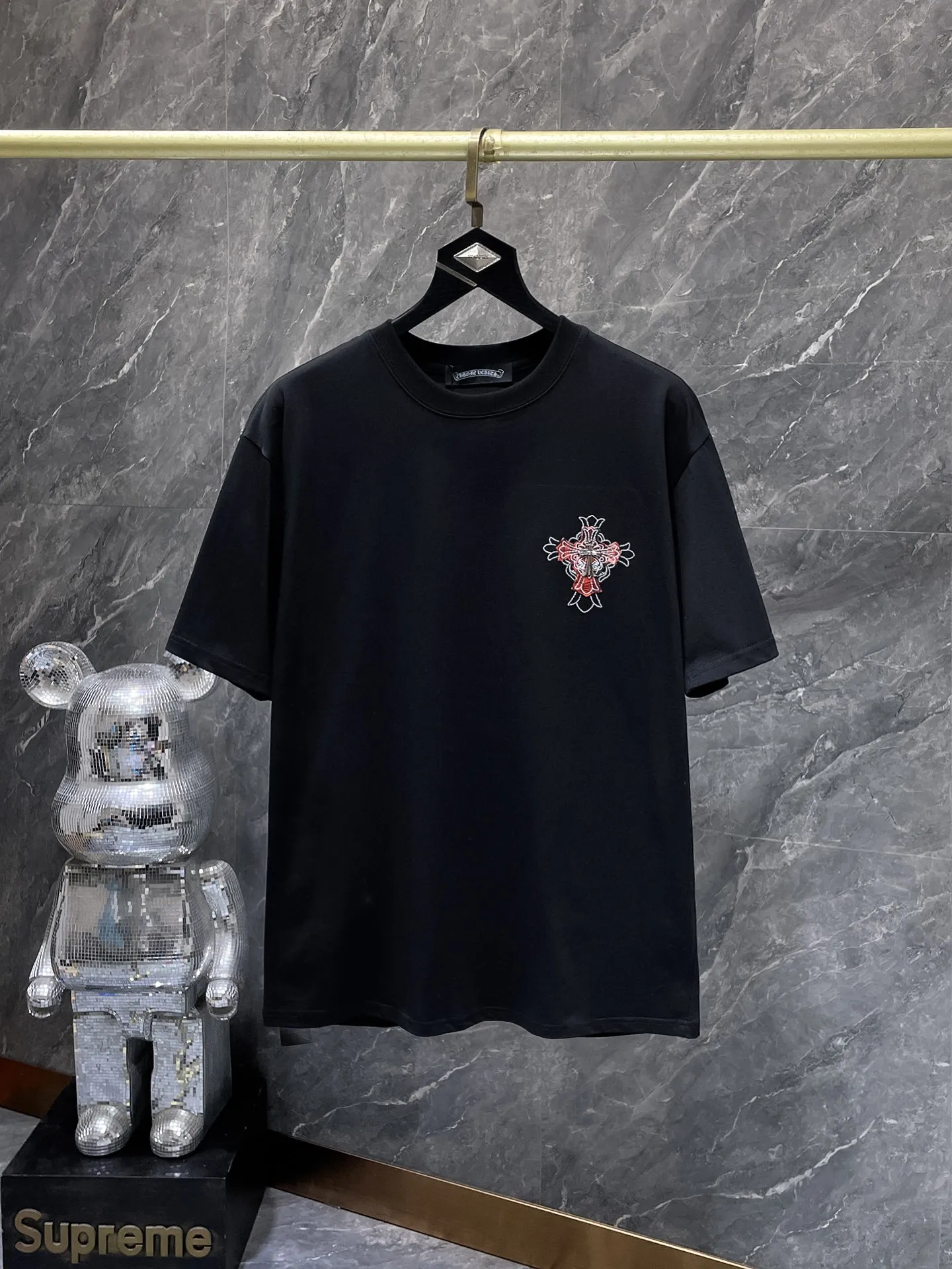 P170 new Chrome Hearts 25ss high version for summer! High-weight, environmentally friendly, high-quality top-grade fabric 280g Crow Cross Heavy Industry hand-applied embroidered willow short sleeves, counter synchronization, replica version 1:1 Recommended colors: black white